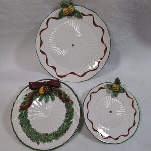 Noble Excellence Holly‎ Bells Christmas Tiered Serving Stand Set Dessert Display